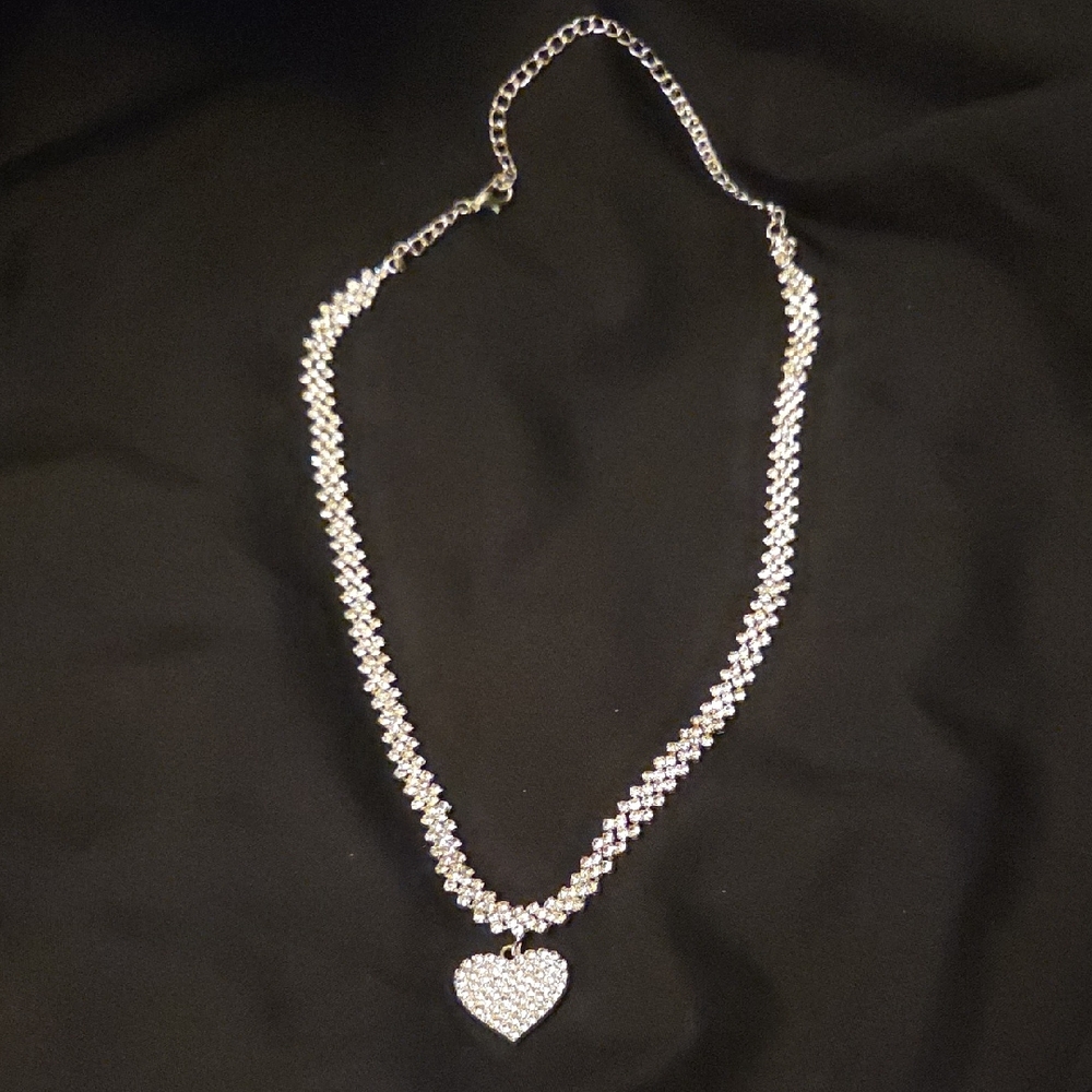 Sparkling Silver Heart Necklace
